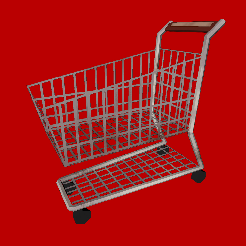 Vektorgrafik, die einen leeren Einkaufswagen zeigt mit rotem Hintergrund